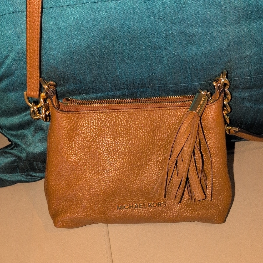 Michael Kors Brown Leather Crossbody Bag with Tassel